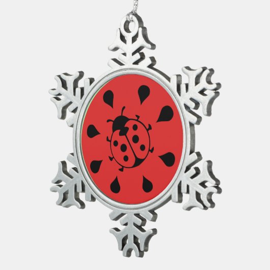Funny Ladybug en Watermelon Tin Sneeuwvlok Ornament (Rechts)