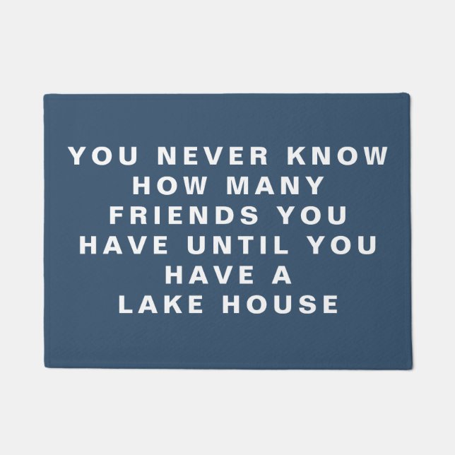 Funny Lake House Friends Quote Editable Text Blue Deurmat (Voorkant)