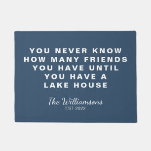 Funny Lake House Friends Quote Personalized Blue Deurmat