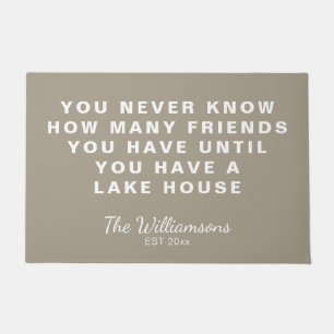 Funny Lake House Friends Quote Personalized Taupe Deurmat