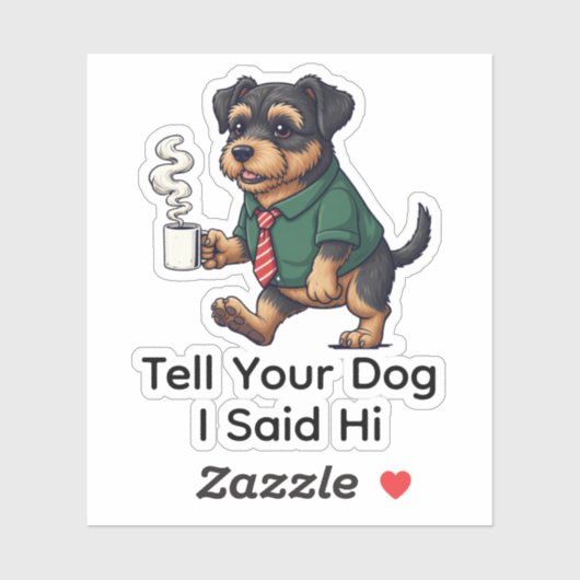 Funny Lakeland Terrier Dog Business Suit Coffee  Sticker (Vel)