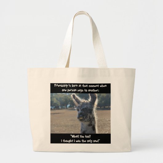 Funny lama, vriendschapsCitaat over canvas tas (Voorkant)