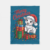 Funny Lamb Santa Hat Animals Lovers Ugly Christmas Fleece Deken (Voorkant)