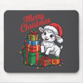 Funny Lamb Santa Hat Animals Lovers Ugly Christmas Muismat (Voorkant)