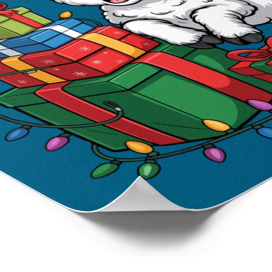 Funny Lamb Santa Hat Animals Lovers Ugly Christmas Poster (Hoek)