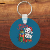 Funny Lamb Santa Hat Animals Lovers Ugly Christmas Sleutelhanger (Voorkant)