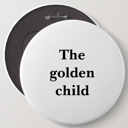 Funny Large Round Button "Het gouden kind" (Voorkant /achterkant)