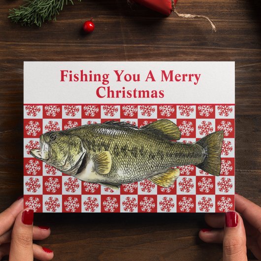 Funny Largemouth Bass Gevist Pun Christmas Custom Feestdagen Kaart