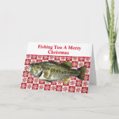 Funny Largemouth Bass Gevist Pun Christmas Custom Feestdagen Kaart (Voorkant)
