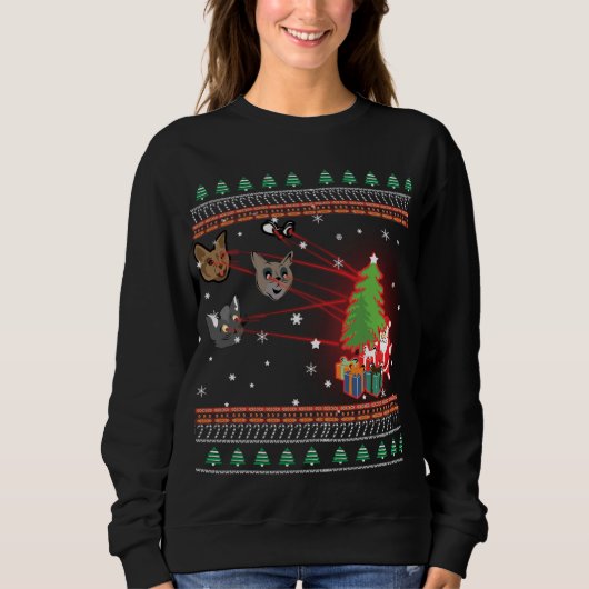 Funny Laser Eyes Cat Ugly Kerstlamour Sweater (Voorkant)