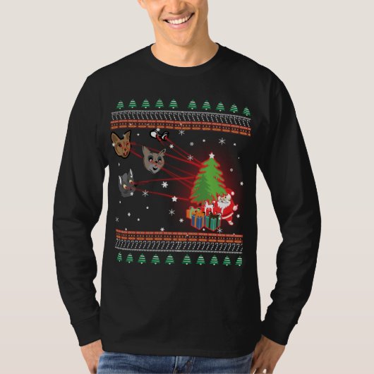 Funny Laser Eyes Cat Ugly Kerstlamour Sweater T-shirt (Voorkant)