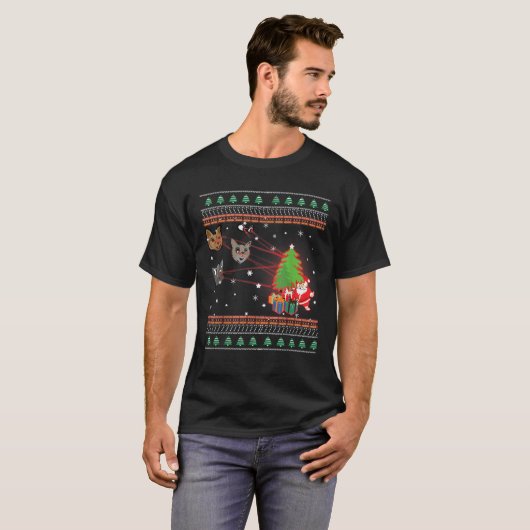 Funny Laser Eyes Cat Ugly Kerstlamour Sweater T-shirt (Voorkant volledig)