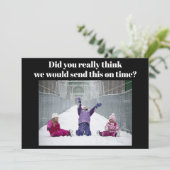 Funny Late Family Kerstmis Feestdagenkaart (Staand voorkant)