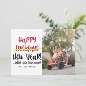 Funny Late Happy Nieuwjaarsfoto Feestdagenkaart (Staand voorkant)