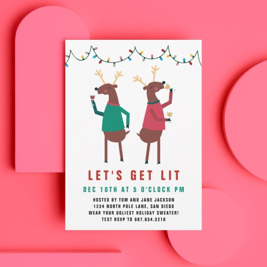 Funny Laten we Lit Wine Drink rendier halen Kaart