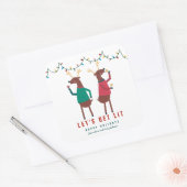 Funny Laten we Lit Wine Drink rendier halen Vierkante Sticker (Envelop)