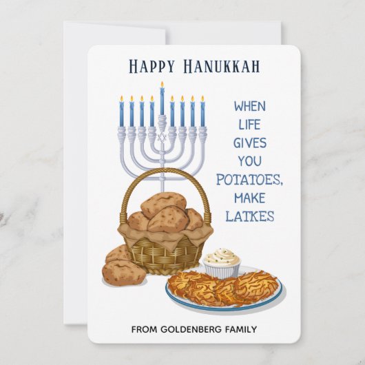Funny Latkes Potato Humor Hanukkah Greeting Feestdagenkaart (Voorkant)