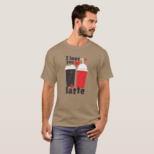 Funny Latte Coffee Lover Love You Kawaii Graphics T-shirt (Voorkant volledig)