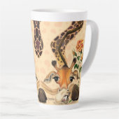 Funny Latte Mok Gift Romantische Giraffe met Roos (Rechterhoek)