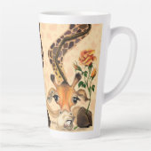 Funny Latte Mok Gift Romantische Giraffe met Roos (Rechts)