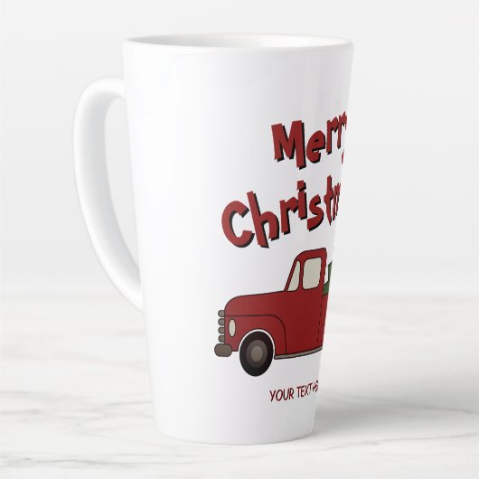 Funny latte mug with red truck and Christmas tree Latte Mok (Linkerhoek)