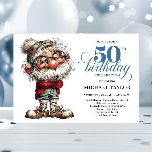 Funny Laugh Out Loud Man Turning 50 Invitation Kaart