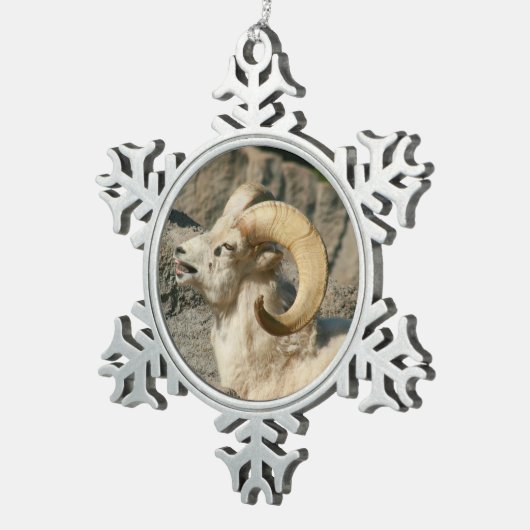 Funny Laughing Bighorn Sheep of Ram Tin Sneeuwvlok Ornament (Rechts)