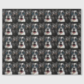 Funny Laughing Border Collie Dog in Glasses Cadeaupapier (Vlak)
