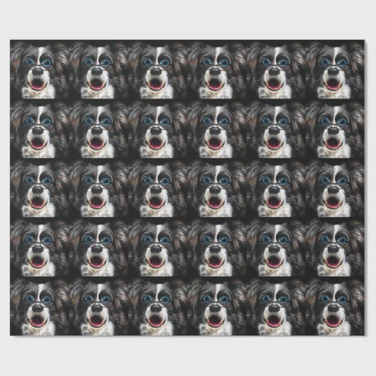 Funny Laughing Border Collie Dog in Glasses Cadeaupapier (Vlak)