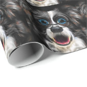 Funny Laughing Border Collie Dog in Glasses Cadeaupapier (Rol Hoek)