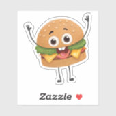 Funny Laughing Burger Vinyl Sticker | Cute 3D Food (Vel)