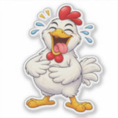 Funny Laughing Chicken Custom-Cut Vinyl Sticker (Voorkant)