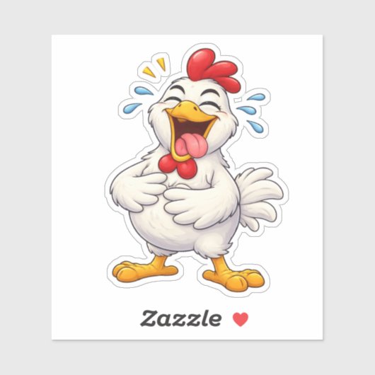 Funny Laughing Chicken Custom-Cut Vinyl Sticker (Vel)