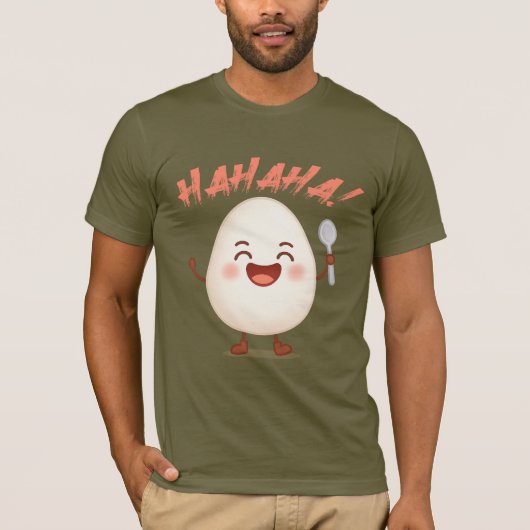 Funny Laughing Egg Cartoon Bella+Canvas T-Shirt (Voorkant)