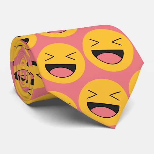 Funny Laughing Emoji Face Stropdas (Opgerold)