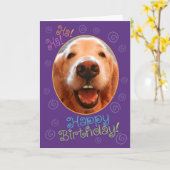 Funny Laughing Golden Retriever Birthday Kaart (Gele Bloem)