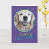 Funny Laughing Golden Retriever Birthday Kaart (Gele Bloem)