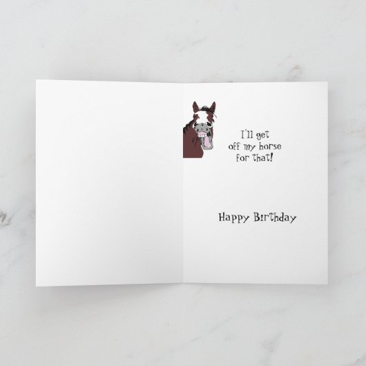 Funny Laughing Horse Birthday Humor Card Kaart (Binnen)