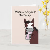 Funny Laughing Horse Birthday Humor Kaart (Gele Bloem)