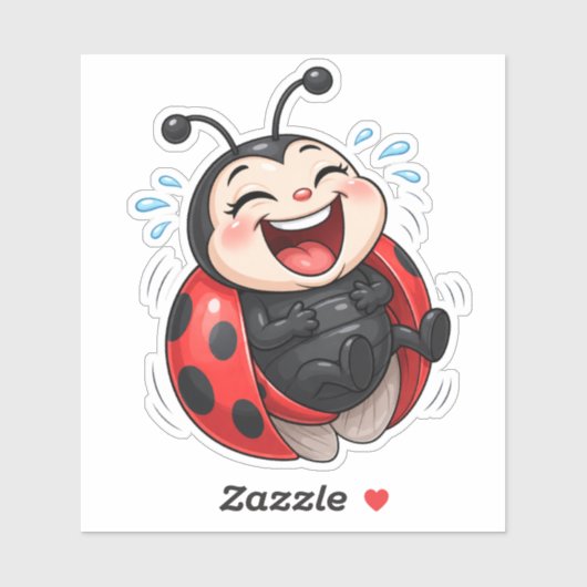 Funny Laughing Ladybug Custom-Cut Vinyl Sticker (Vel)