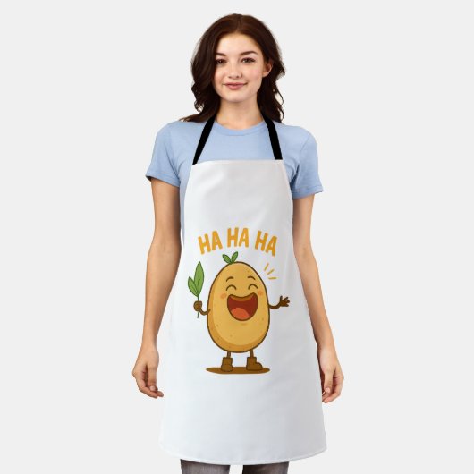 Funny Laughing Potato Apron Schort (Gedragen)