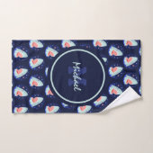 Funny Laughing Shark Stars Nautical Blue Boys Name Bad Handdoek (Handdoek)