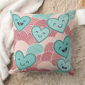 Funny laughing smiling hearts Design cushion  Kussen (Deken)