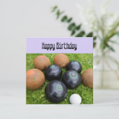 Funny Lavender Lawn Bowls, Flat Birthday Kaart (Staand voorkant)