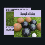 Funny Lavender Lawn Bowls, Flat Birthday Kaart<br><div class="desc">Op de lavendel is een  grasmaakkop afgebeeld met een grappig grasmuntbericht</div>