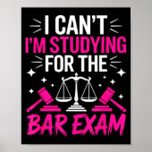 Funny Law School Student Gift - Can't Studying For Poster (Voorkant)
