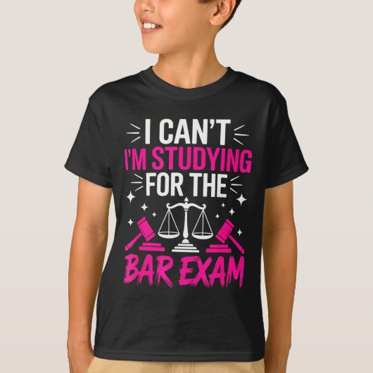 Funny Law School Student Gift - Can't Studying For T-shirt (Voorkant)