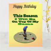 Funny Lawn Bowler, Big Birthday Kaart (Gele Bloem)