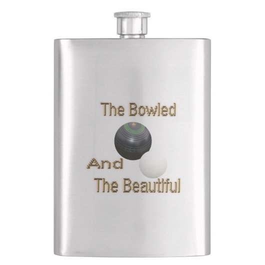 Funny Lawn Bowls Bowled Beauful, Hip Flask Flacon (Voorkant)