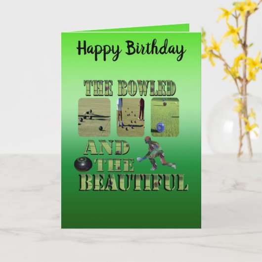 Funny Lawn Bowls Bowled Birthday Wishes, Kaart (Gele Bloem)